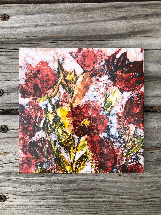 Lenten Roses Ceramic Tile - Indoor and Outdoor Use