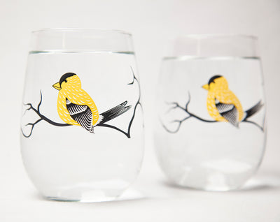 Four Birds Stemless Wine Glasses – MaryElizabethArts