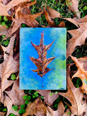 Oak Tree Leaf Original Encaustic Painting 6" x 8"