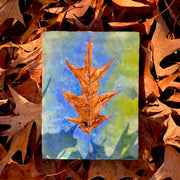 Oak Tree Leaf Original Encaustic Painting 6" x 8"