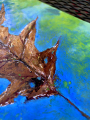 Oak Tree Leaf Original Encaustic Painting 6" x 8"